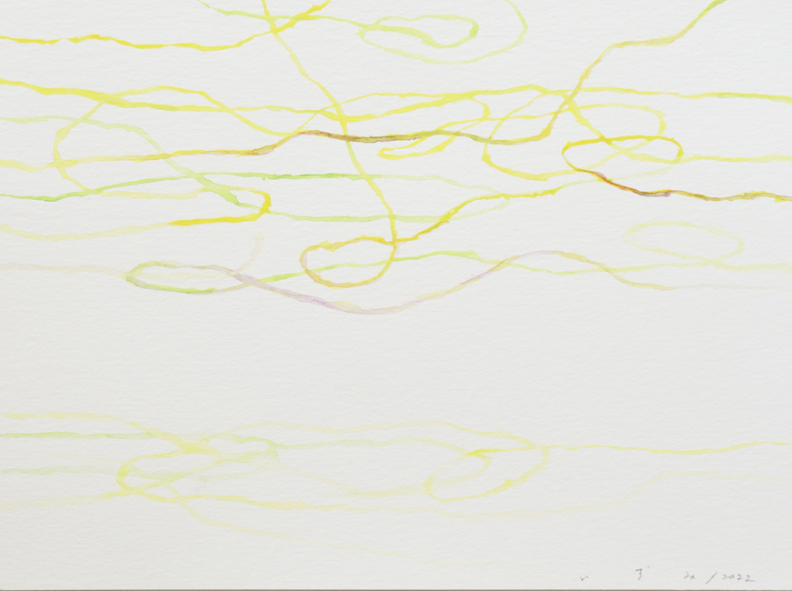 Gelbe Fäden b01, 2022, 24 x 32 cm, Aquarell