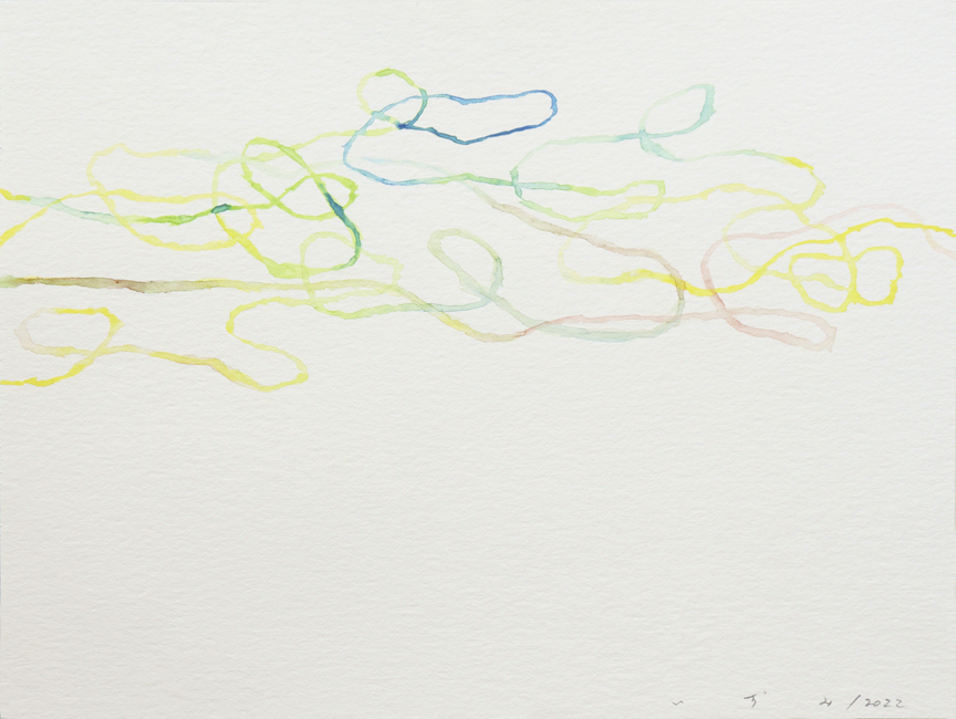Gelbe Fäden b03, 2022, 24 x 32 cm, Aquarell