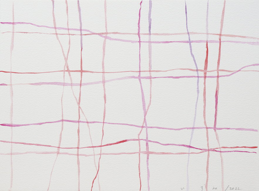 Rote Linien 01, 2022, 23 x 32 cm, Aquarell
